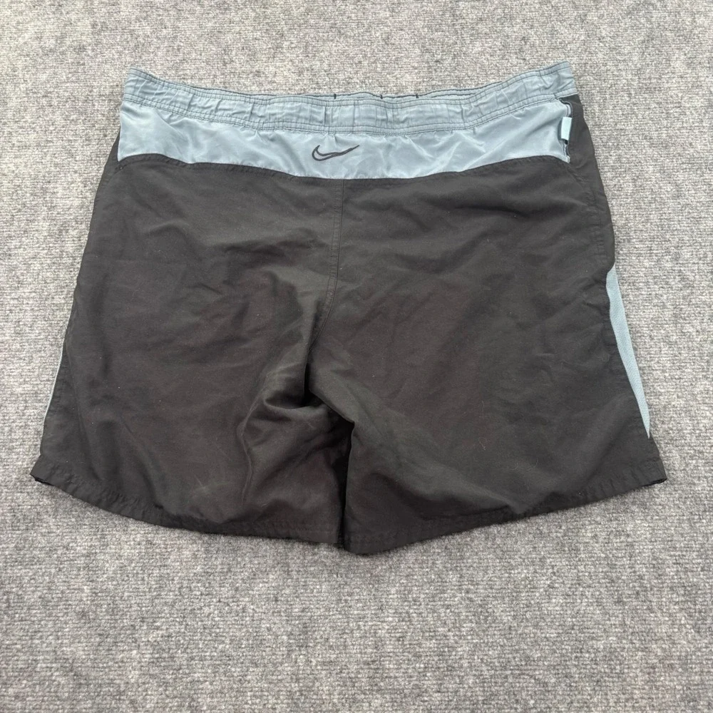 Nike Swim Trunks XL Black Grey Mesh Lined Drawstring Board Shorts Mens